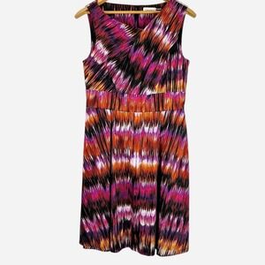 Calvin Klein Abstract Print Midi Dress Crossover V-Neck Sleeveless Size 10